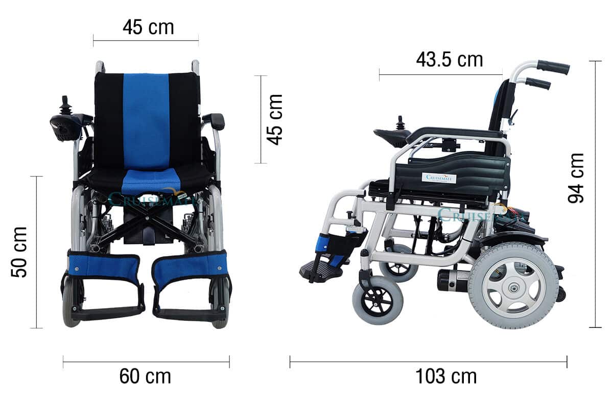 ขนาดและสัดส่วนรถเข็นไฟฟ้า รุ่น CM-112EBL