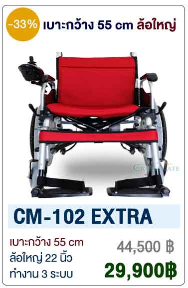 รถเข็นไฟฟ้าเบาะกว้าง รับนน150กก. รุ่น CM-102EXTRA