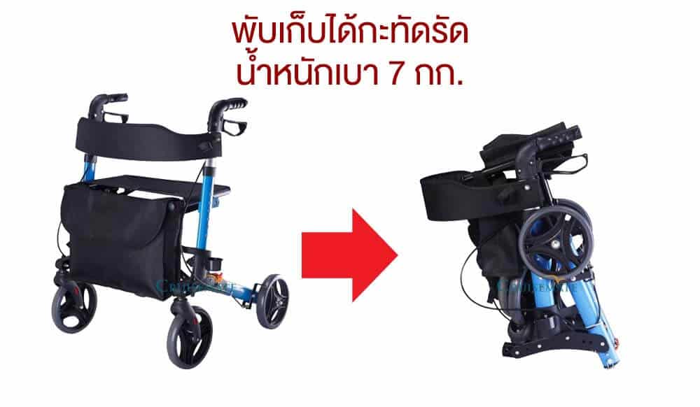 รถเข็นช่วยเดิน Rollator102 พับเก็บกะทัดรัด