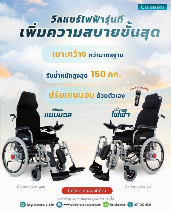 วีลแชร์ไฟฟ้าปรับนอนได้ด้วยรีโมท