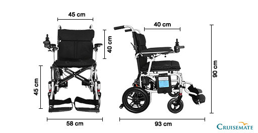 ขนาดรถเข็นไฟฟ้าน้ำหนักเบา