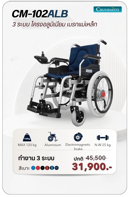 รถเข็นไฟฟ้า รุ่น CM-102ALB โปรโมชั่น 31,900 บาท