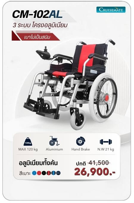 รถเข็นไฟฟ้า รุ่น CM-102 AL โปรโมชั่น 26,900 บาท
