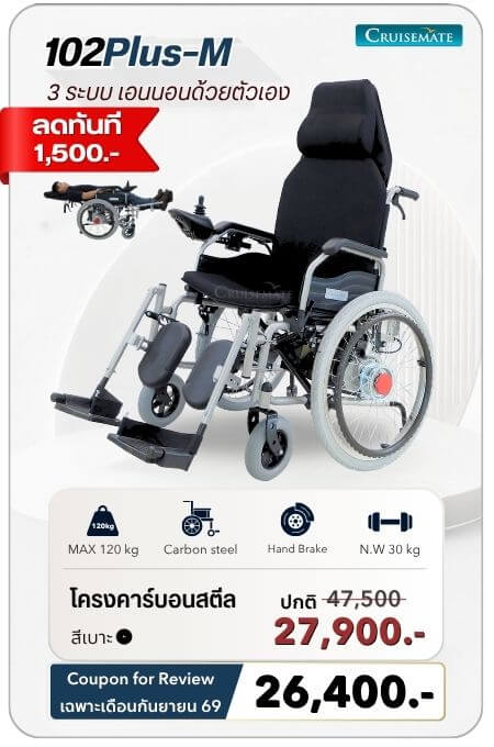 รถเข็นไฟฟ้าปรับเอนนอน รุ่น CM-102PlusM